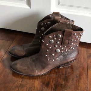 Franco Sarto Vegas Brown leather boots with studs